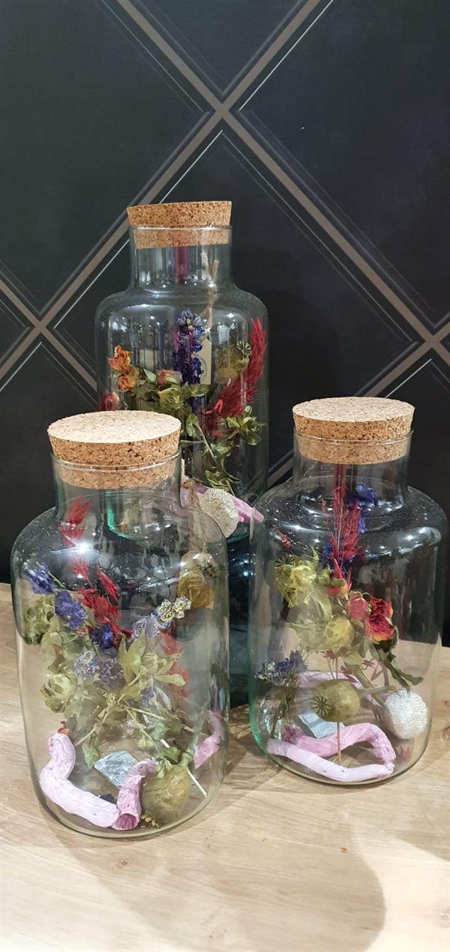 Droogbloemen glazen pot