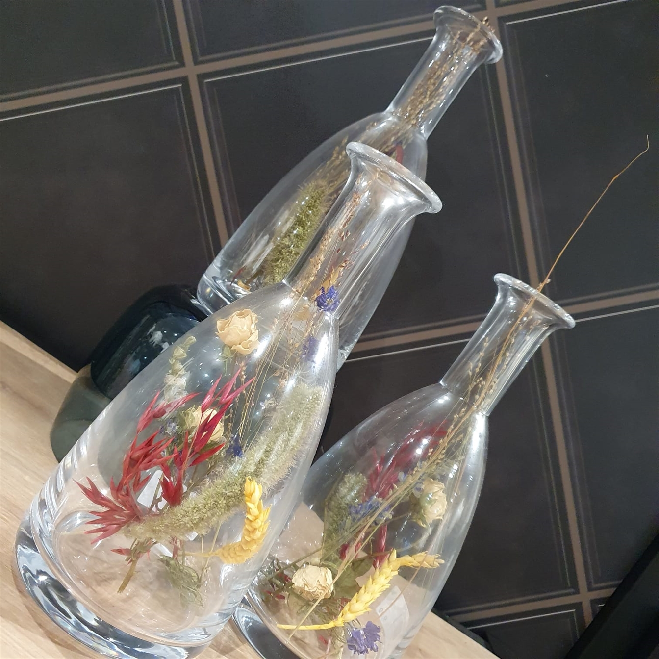 Fles met droogbloemen